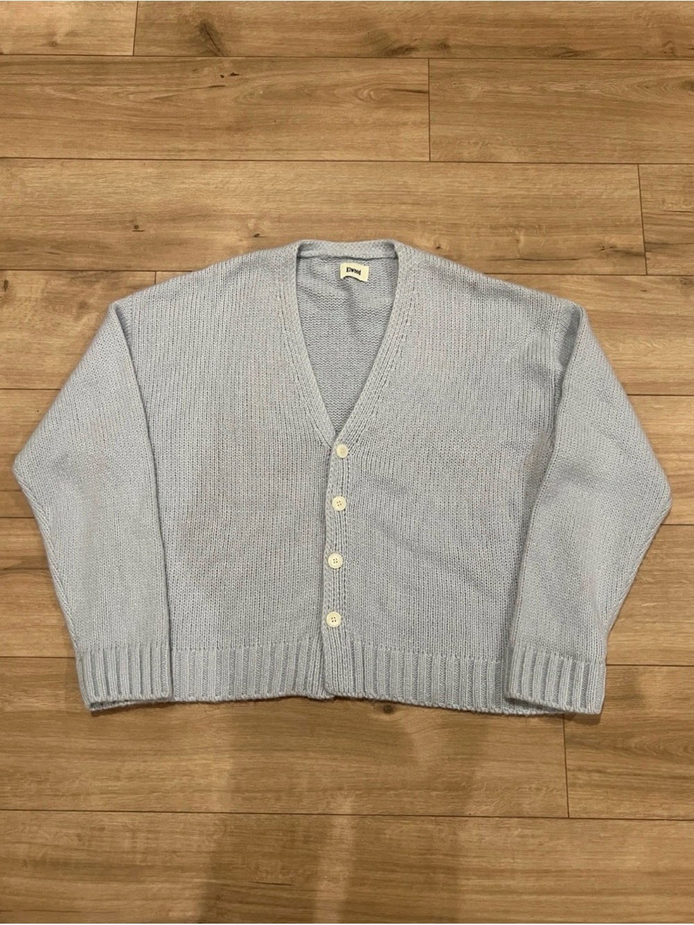 Men's Light Blue V-Neck Button Cardigan Sweater